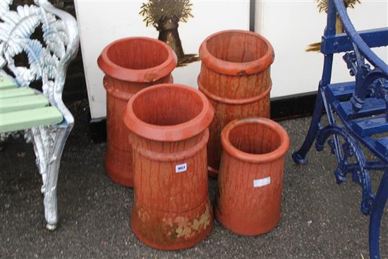 4 terracotta chimney pots